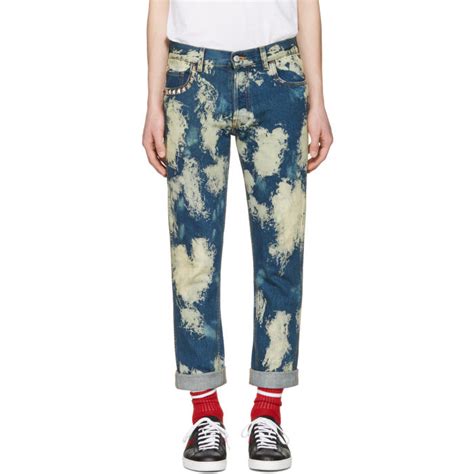 gucci bleached denim and punk|Bleach Washed Denim Punk Pant In Light Blue Bleach Washed .